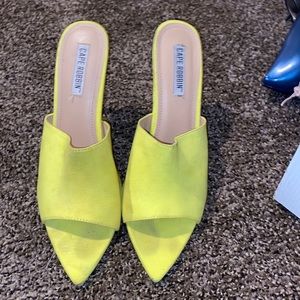 Neon green mules